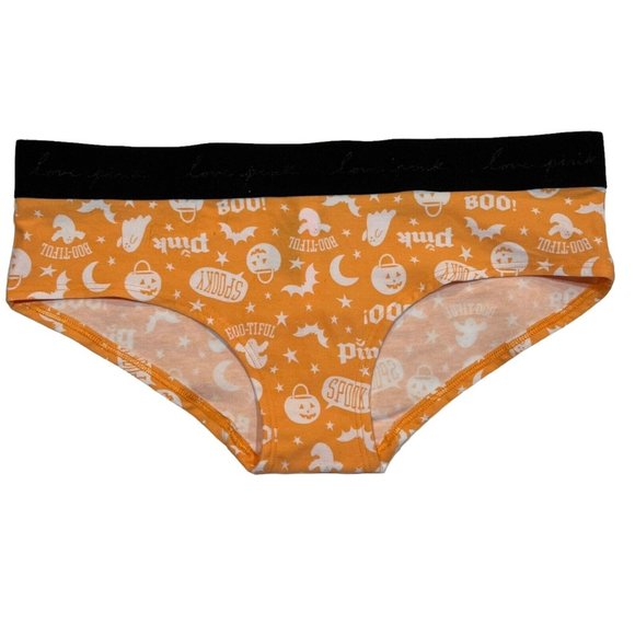 NWT VICTORIA'S SECRET PINK Hipster Pantie Sz XS Orange Ghosts Jersey - Picture 1 of 4